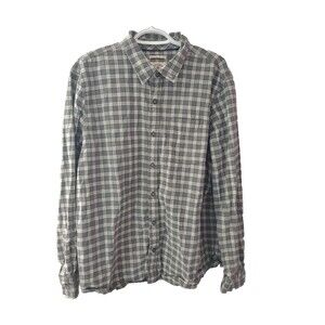 Fat Face Men's Shirt XL Green Plaid Regular Fit Long Sleeve Button Up